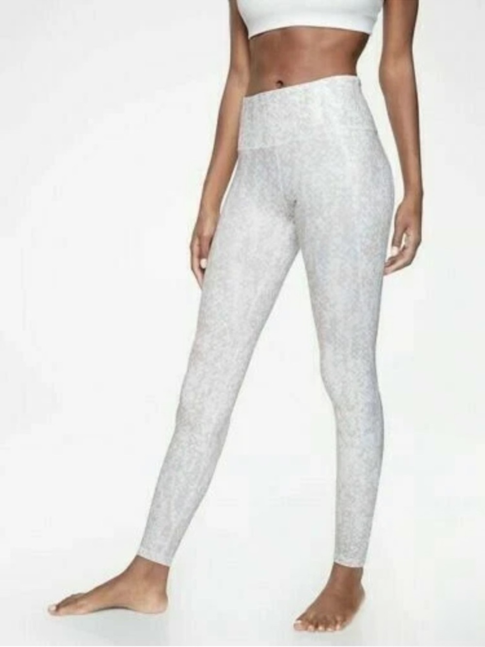 NWOT Athleta Salutation Stash Pocket Serpent White/Gray/Coral Leggings Small - Picture 2 of 2